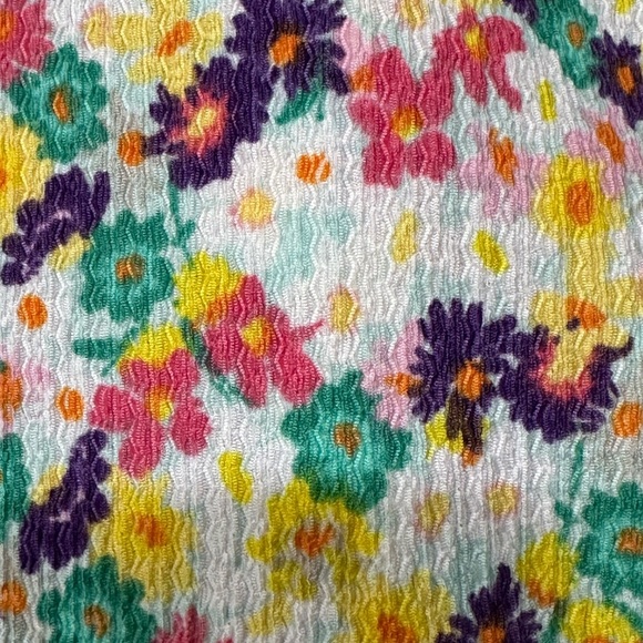 Vero Moda Floral Front Tie Ruffle Cropped Top Size Large Short Sleeve Kn… - Picture 3 of 4